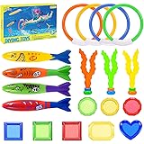 LET'S GO! Pool Toys for Kids Age 3-12 Diving Toys with Pool Torpedo, Diving Rings, Diving Seaweeds, Toypedo Shark, Diving Gem