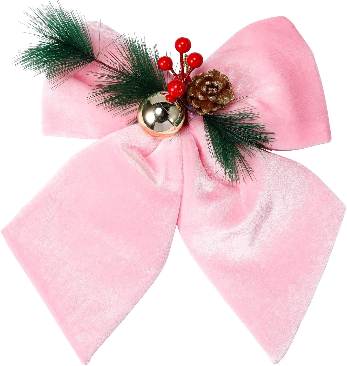 Bows & Ribbons - allgala Christmas Decorative Velvet Bows for Wreath Garland Christmas Tree-2 Pack-12 (25x30cm)-Pink-XBW92239