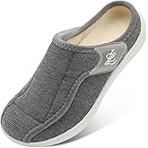 LeIsfIt Slippers for Women Extra Wide House Slippers Elderly Slip on House Shoes Non-Slip Indoor Outdoor Slipper Adjustable for Diabetic Swollen Feet