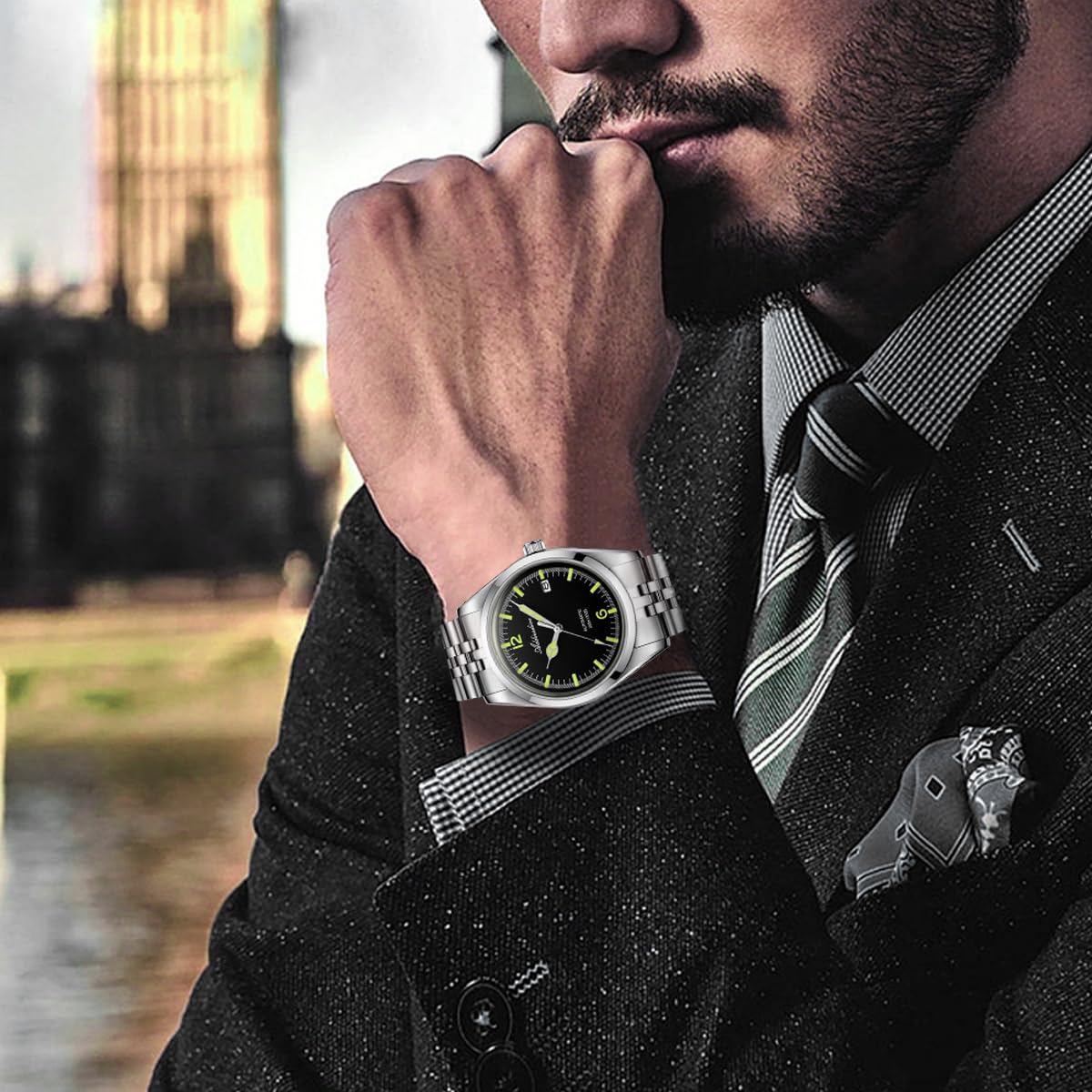 ADDIESDIVE 39 MM Luxury Mechanical Watch for Men Automatic NH35a Matte Black Dial Convex Glass Retro Luminious Steel