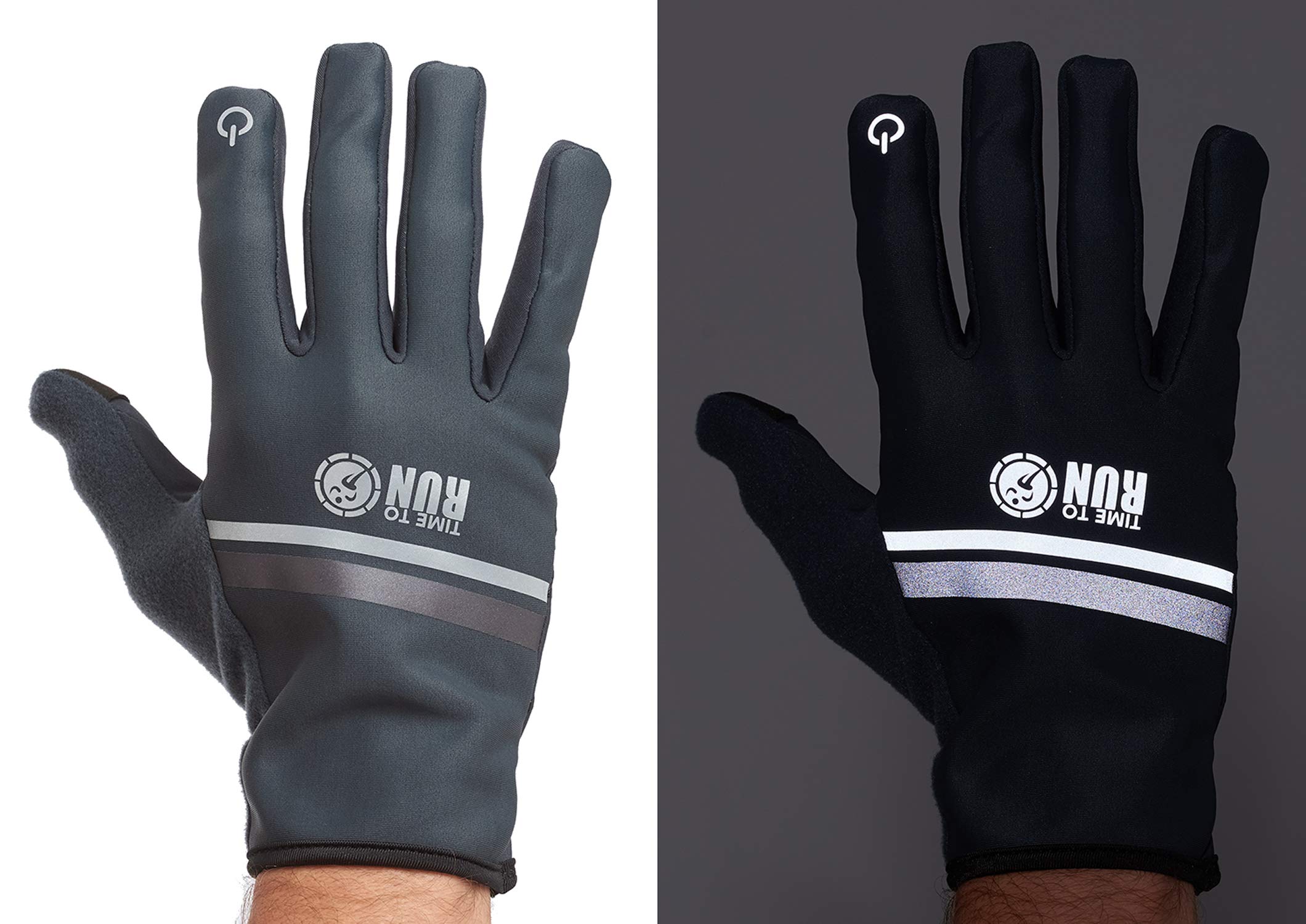 Time To Run Running Gloves-Touchscreen/Reflective/Windroof/Gripping Palm Ideal For Winter Running/Cycling/Walking Great For Men & Women Large Charcoal