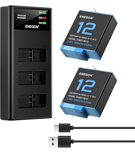 GoPro Dual Charger, 2 Enduro Batteries, HERO12/11/10/9 Black.