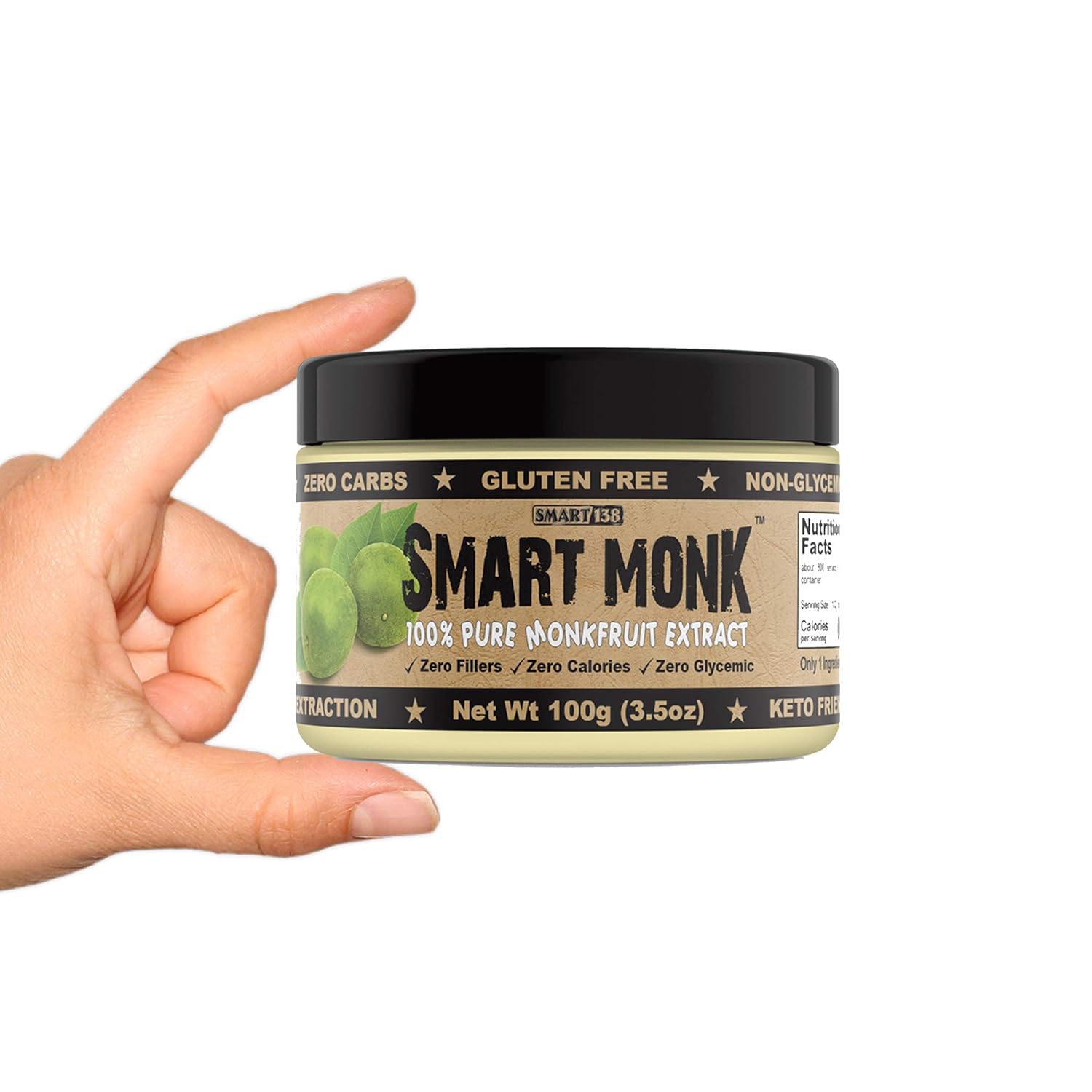 Smart Monk 100 Monkfruit Extract Non Glycemic Zero Calorie Sugar Free Monk Fruit Sweetener 100g Amazon Com Grocery Gourmet Food