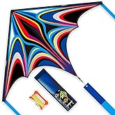 Kite, Large Delta Kites for Kids and Adults, Easy to Fly Rainbow Kites, Durable Multifunctional Beach Kite, Tangle-Free Flight Line, Durable