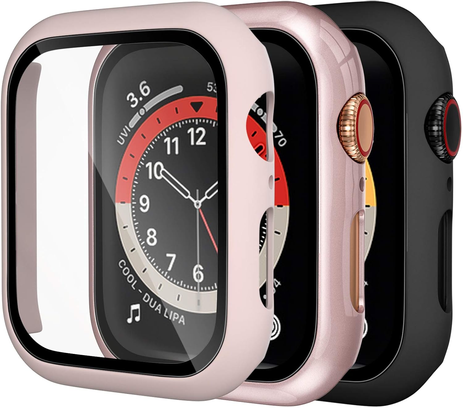 Dirrelo 3 Pack PC Case Compatible with Apple Watch Series 6/5/4/SE 40mm Tempered Glass Screen Protector
