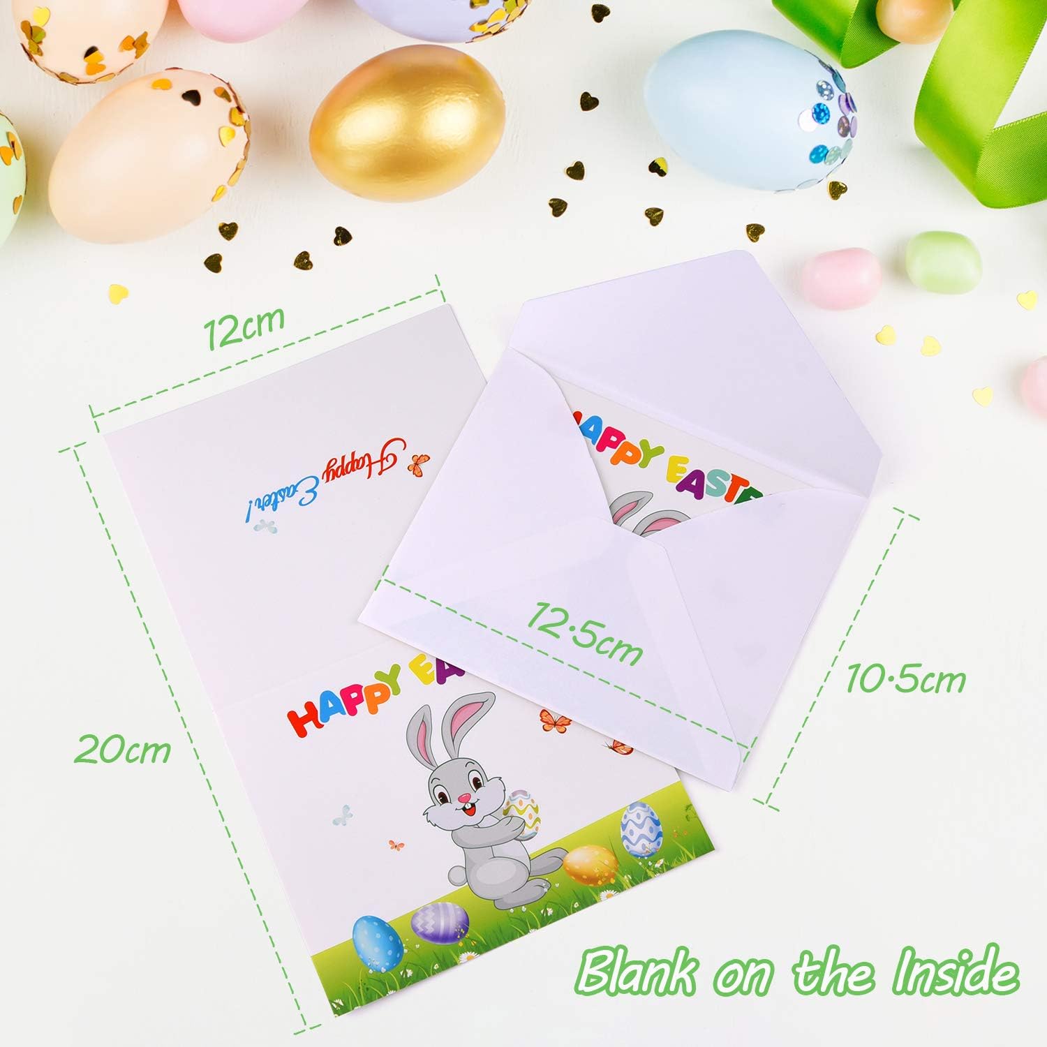 TUPARKA 36 Pcs Happy Easter Cards Easter Bunny Easter Egg Easter Rabbit Design Easter Greeting Cards with 36 Envelopes and Sticker for Kids - Image 4