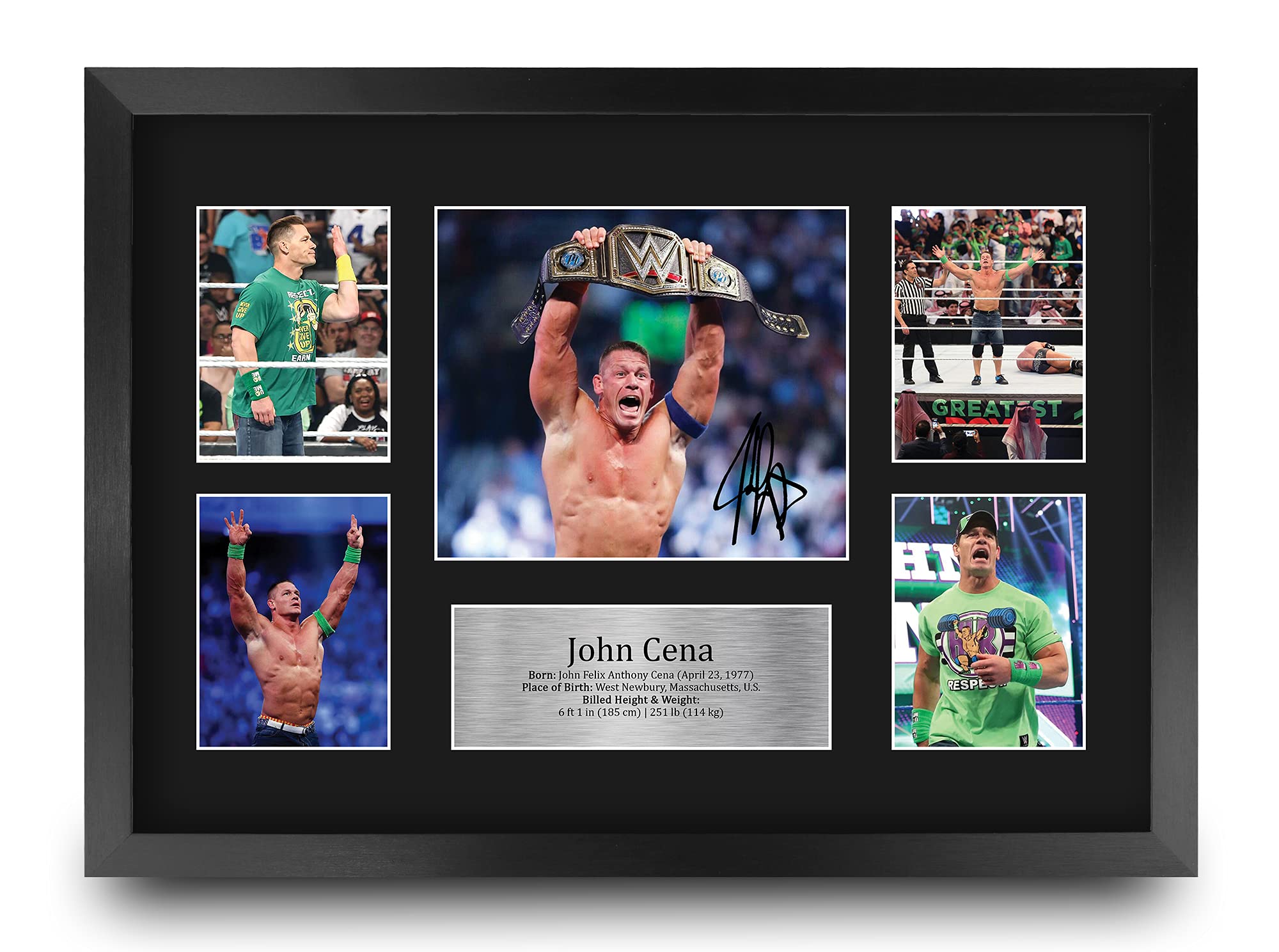 HWC Trading FR A3 John Cena Wrestling Gifts Printed Signed Autograph Picture for WWE & WWF Memorabilia Fans - A3 Framed
