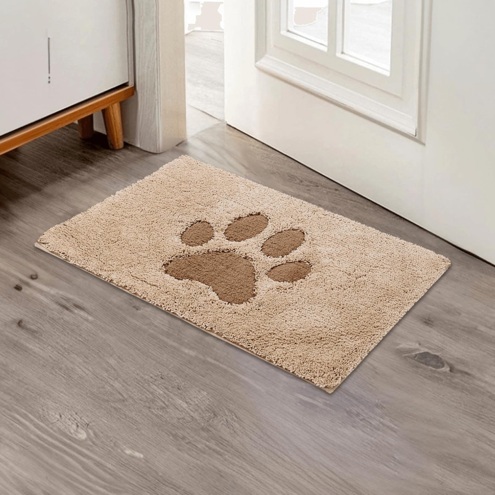 Photo 1 of Oiilores Door Mat Indoor Super Absorbent Microfiber Washable Pet Rug, Low-Profile Entryway Rug with Non-Slip Backing, Dirty Trapper Inside Entrance Doormat for Shoes, 16" x 24", Biege