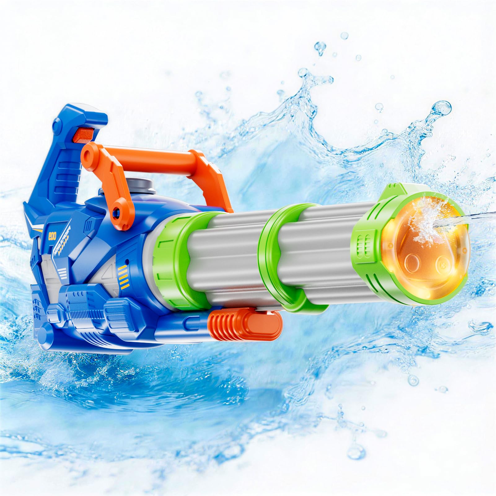 BLmukce Gatling Electric Water Gun, Automatic Squirt Gun with Light and Sound Effects, One-Click Absorption, Water Pistol for Outdoor Summer Battles for Kids Age 3+ & Adults