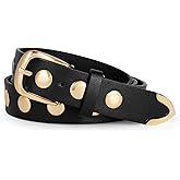 WERFORU Women Fashion Leather Belt Studded Leather Belt Ladies Belts for Jeans Dress Punk Belt