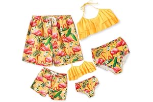 IFFEI Family Matching Swimsuits Two Pieces Ruffles Bikini Set Mommy and Me Bathing Suits