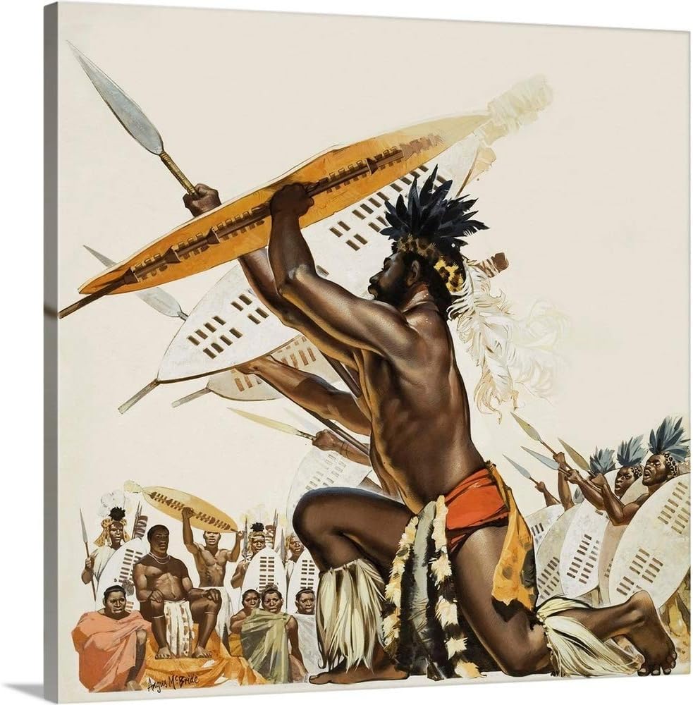 GREATBIGCANVAS African Warriors Canvas Wall Art Print, 20"x20"x1.5"