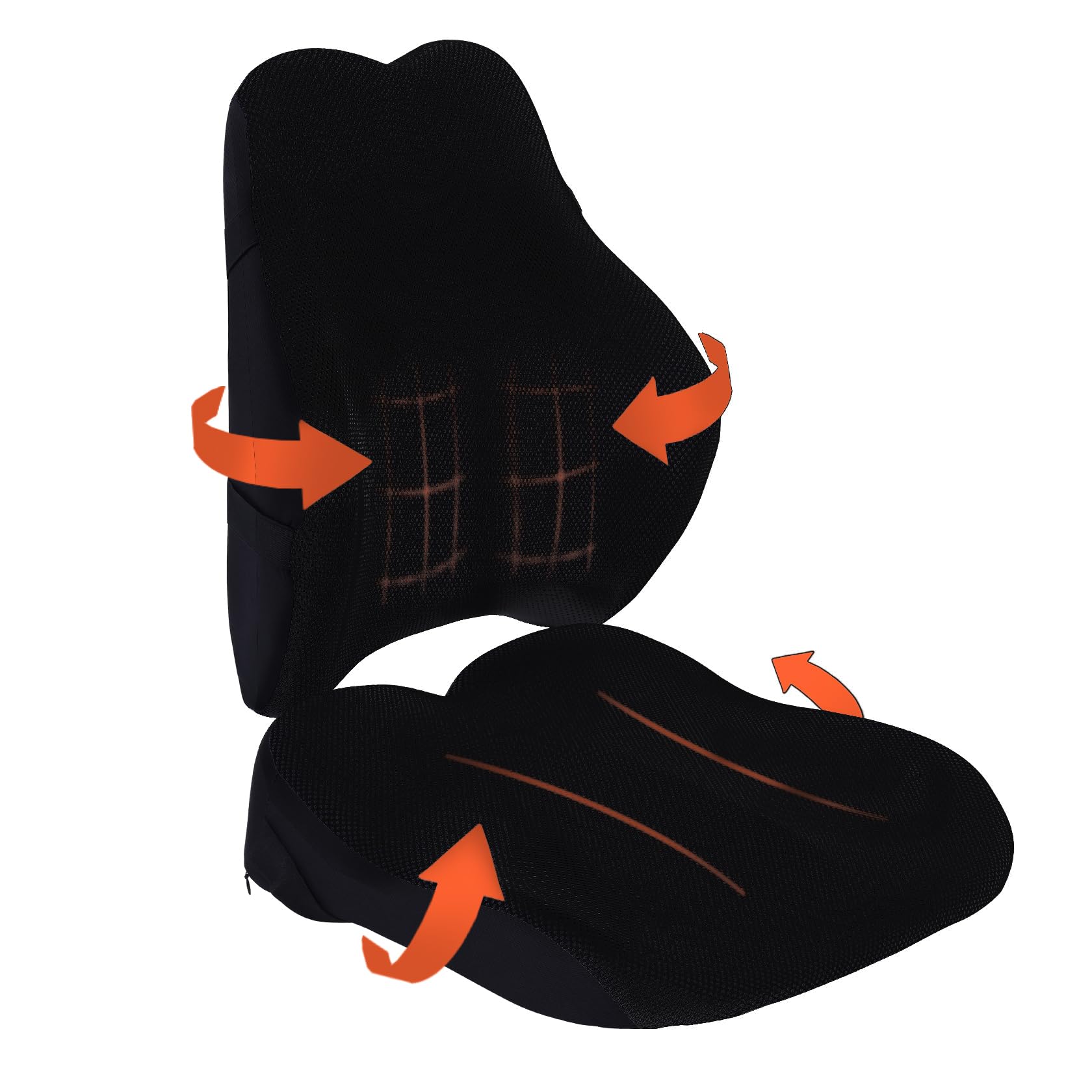 Photo 1 of WOWESOTICA Wheelchair Cushion with Lumbar Pillow (2-Piece Set) for Adults and Seniors.Supportive Memory Foam for Back, Tailbone and Hip Pain Relief, Non-Slip Cover, Removable Straps. (Black)