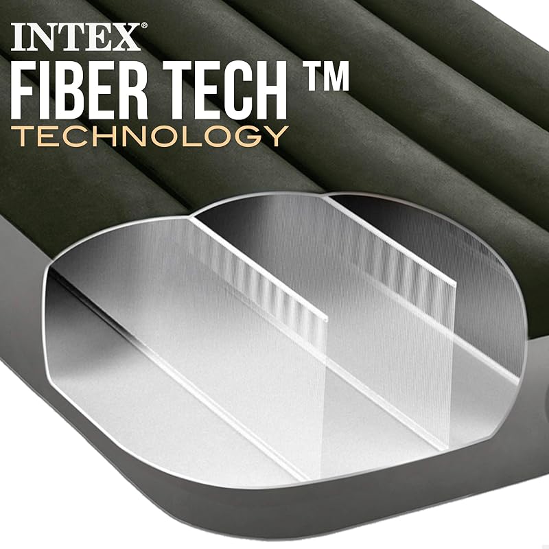 64761 - Colchón Hinchable 1 Plaza con Bomba de pie Fiber-Tech Downy, Medidas 76 x 191 x 25 cm