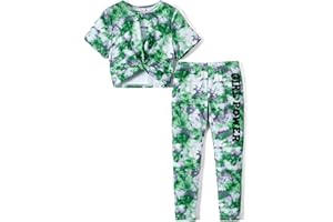 PATPAT Girls Clothing Sets Tie-dye Twist Front Short Sleeve Tops and Legging 2Pcs Outfits Girls Tracksuits