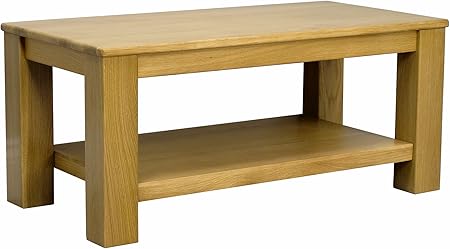 Oakland Solid Chunky Oak Coffee Table With Shelf Amazon Co Uk