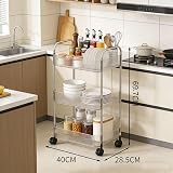 Multibao 3 Tier Acrylic Rolling Storage Cart on Wheels 40x28.5x69.7cm view 2