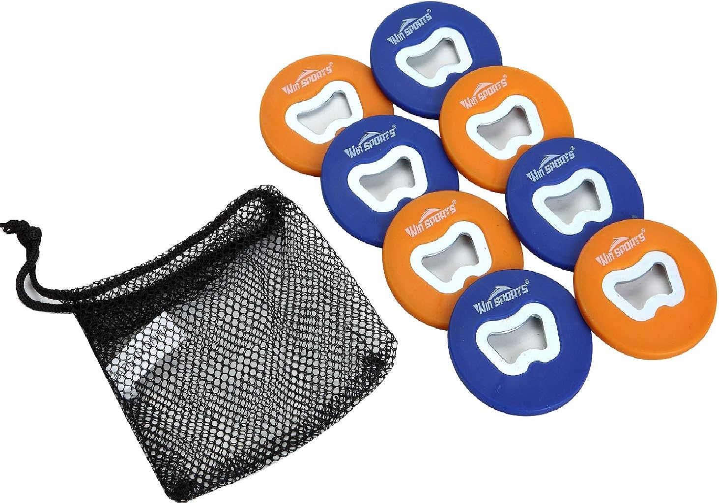 Win SPORTS Replacement Washer Sets for Outdoor Washer Toss Set - Set of 8 Washers - Choose from Steel&Plastic Coated Steel/Bottle Opener Washers (4 Blue & 4 Orange,2.75" Outer Diameter)
