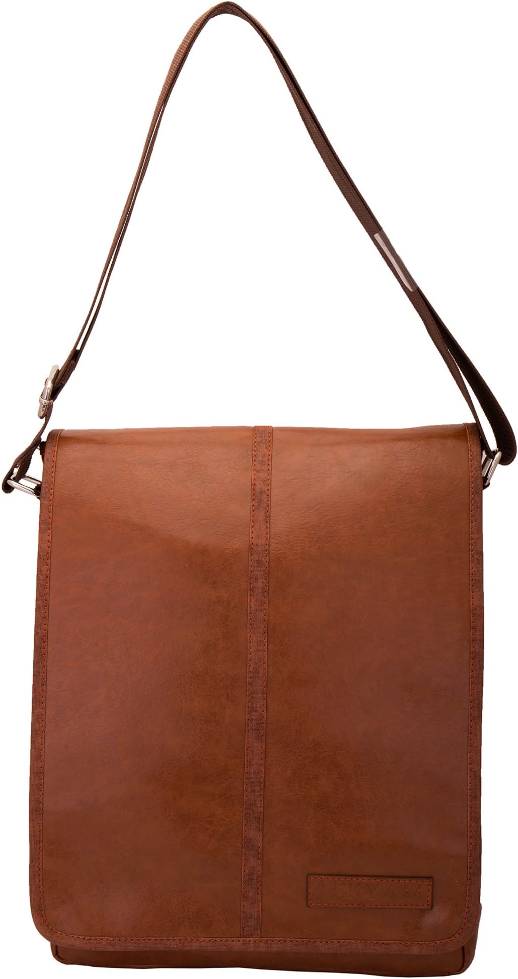 Aekyam Full Flap Laptop with Magnetic Snap Closure Sling 13 inch Laptop Bag with Adjustable shoulder Strap (Classic Tan Color)