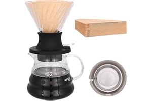 Lorpect Pour Over Coffee Maker, V60 Drip Filter with On/Off Switch Silicone Glass Filter with 360 pcs V60 Paper Filter, Borosilicate Glass Coffee Cup, 20 oz/600ml Drip Coffee Brewer