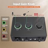 FIFINE USB Audio Interface XLR Mic Input 48V Phantom Power Gain Knob view 6