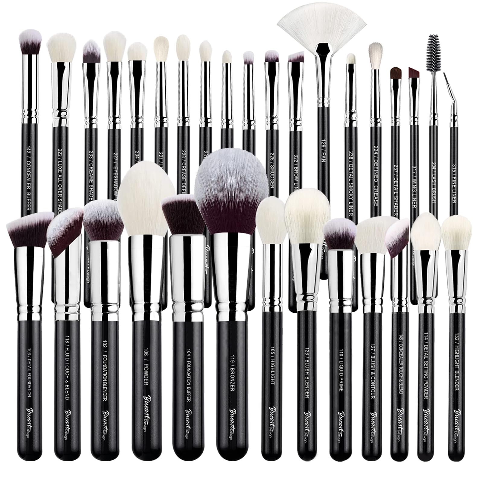 Photo 1 of Pro makeup Artist Brushes Set 32Pcs Luxury Goat Hair Horse hair Makeup Brush Set eye and face brushes for every possibility By Bueart Design