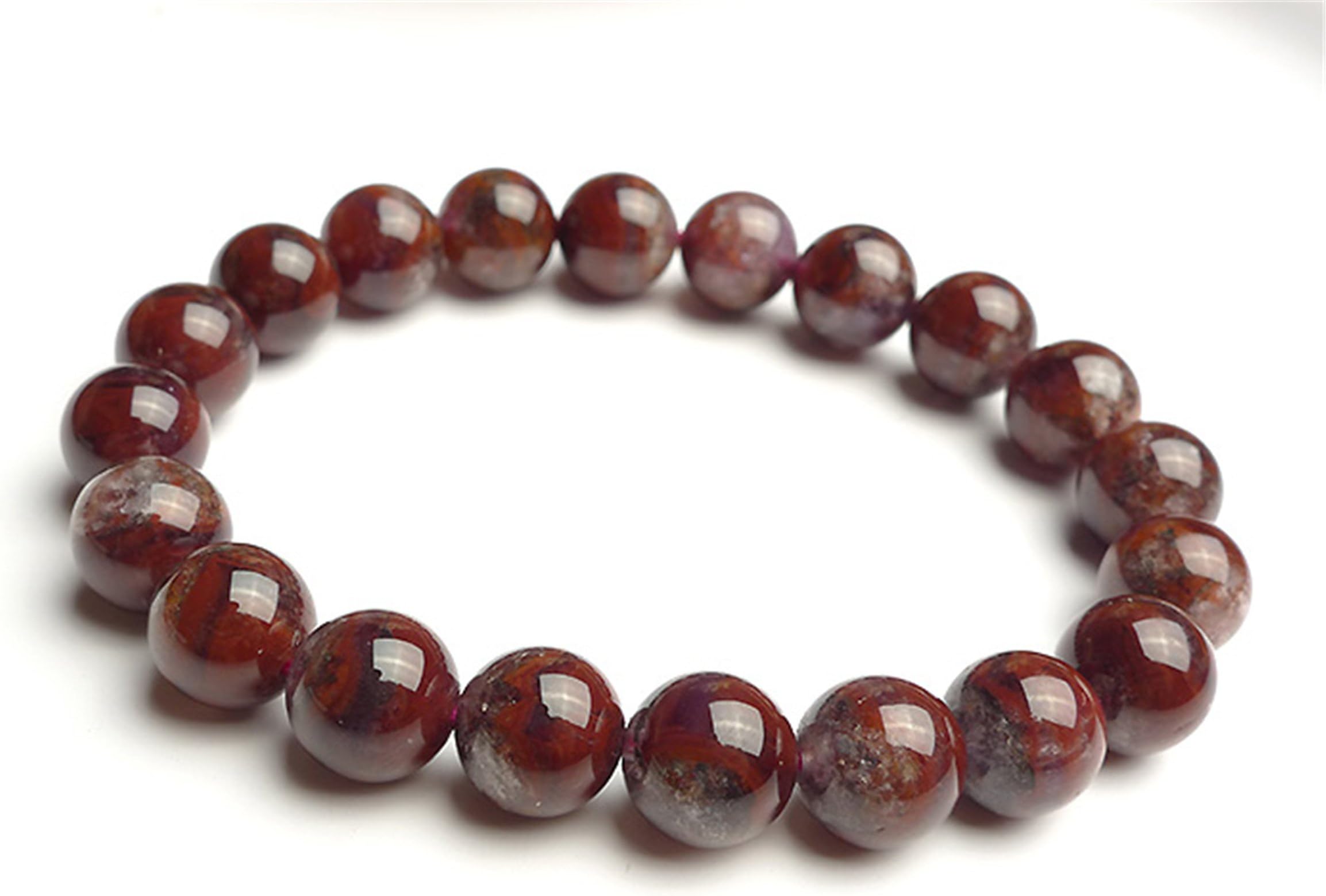 10mm Natural Auralite 23 Cacoxenite Gemstone Crystal Round Bead Bracelet