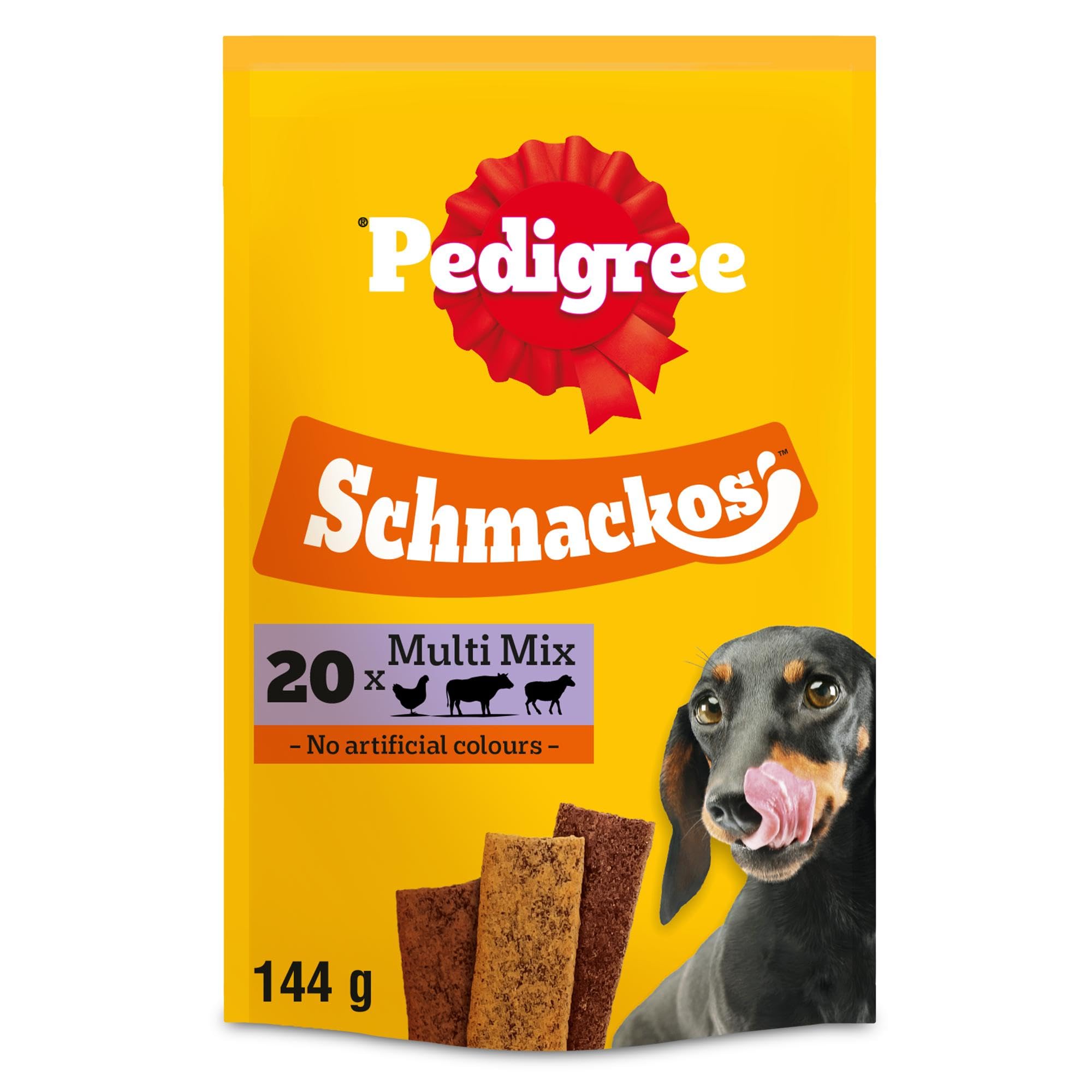 Pedigree Schmackos Multi Mix - Dog Treats in a Variety of Meat Flavours – 180 Tender Strips – Pack of 9 (9 x 144 g)
