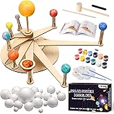 Pllieay Solar System Model Foam Ball Kit Includes 12 Color Pigments, Palette, 18PCS Mixed Sized Polystyrene Spheres Balls, Toothpick Flag, Painting Brushes, Bamboo Sticks for School Science Projects