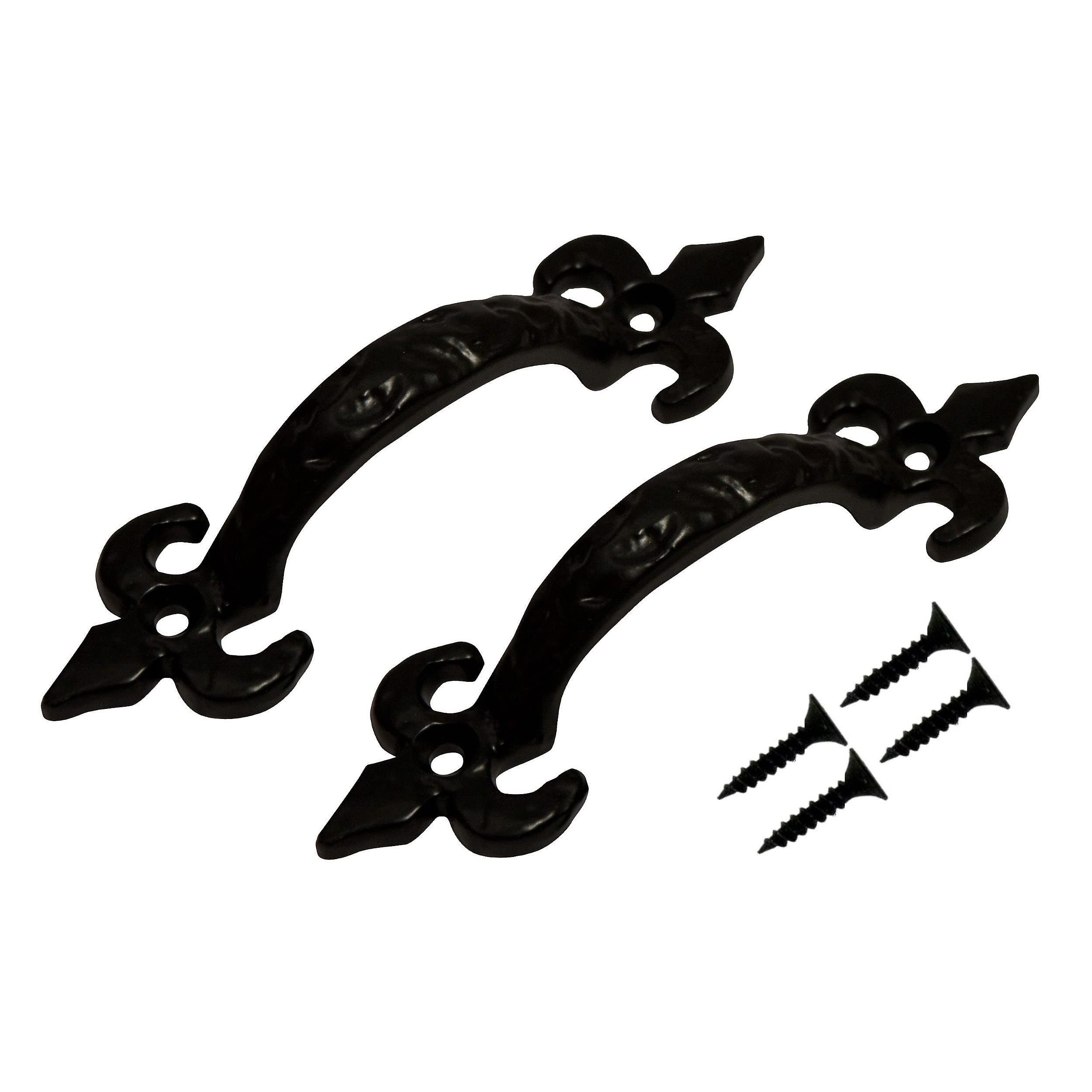 TERF® Heavy Duty Vintage Style Antique Black Door Pull Handle 150mm (6 inch) Including Fixing Screw for Kitchen Cupboard Cabinet Drawer Wardrobe Door Gate Pull Handle - Pack of 2