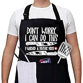 cusugbaso Funny Aprons for Men Grill-Apron for Father's Day, Christmas, Birthday Gifts for Dad from Daughter, Son, Wife