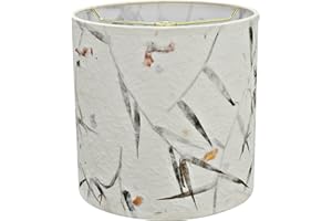 Aspen Creative 31223 Transitional Drum (Cylinder) Shaped Spider Construction Lamp Shade in Off White with Leaves and Petals in Paper, 8" Wide (8" x 8" x 8")