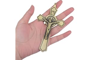 YionZian 2 Pieces 5" Metal Saint Benedict INRI Crucifix Wall Cross Hand-held Prayer Cross For Car or Home Wall Art Give Bless