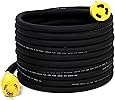 Houseables Extension Cord, Electric Wire, 3 Prong, 30 Amp, 250 Volt, Single, Black, 25 Ft, All Rubber, 10 Gauge, Heavy Duty, L6-30, Commercial, Electrical Power, Generator Cable, with Locking Switch
