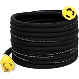 Houseables Extension Cord, Electric Wire, 3 Prong, 30 Amp, 250 Volt, Single, Black, 25 Ft, All Rubber, 10 Gauge, Heavy Duty, 