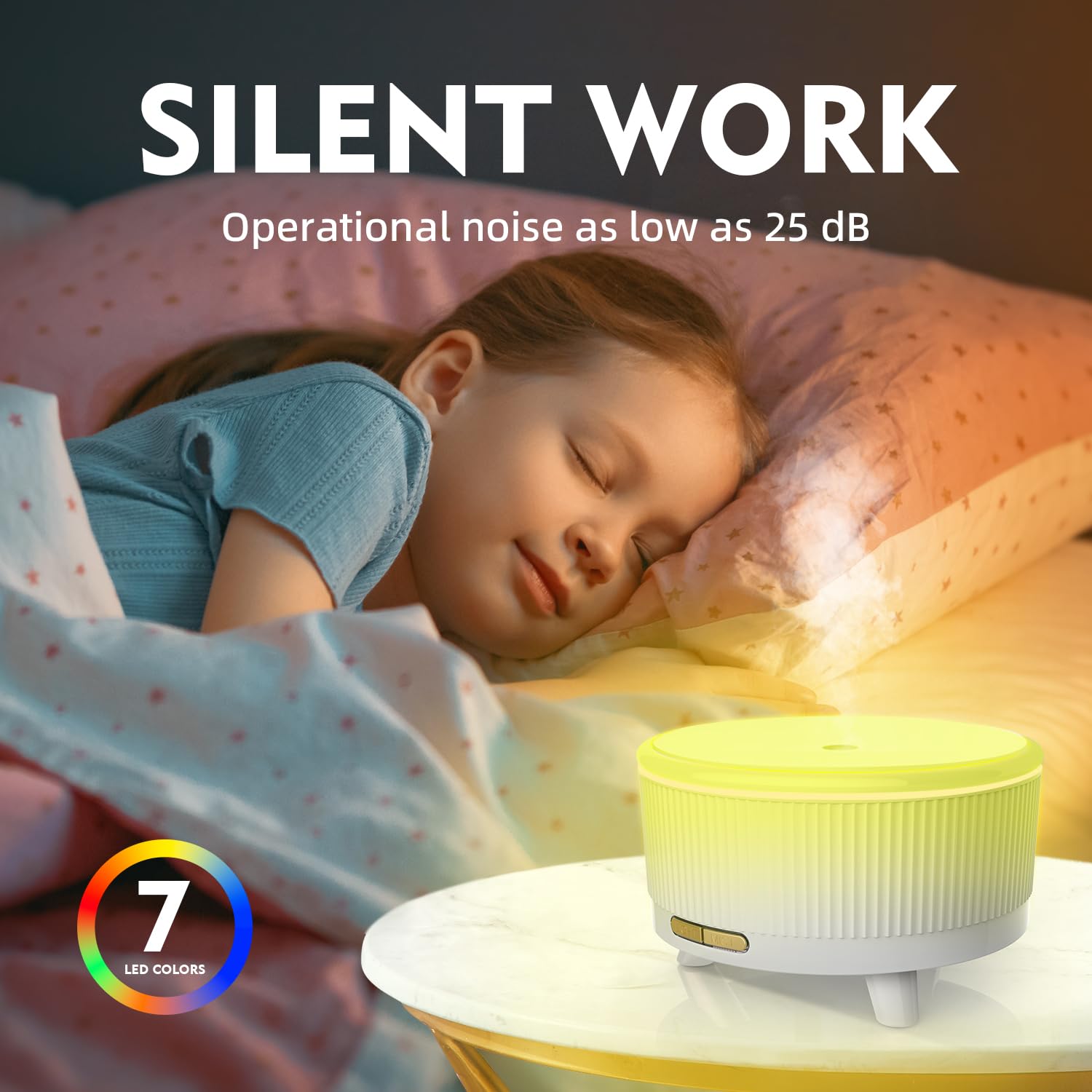 20-Hour Long-Lasting Aromatherapy, 500ML Large Essential Oil Diffuser: Ultrasonic Cool Mist Humidifier with Remote, 7 Color Lights, Timer, Auto-Off for Home/Bedroom/Yoga (Minimalist White)