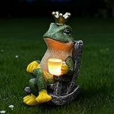 Gardenfans Miniature Frog Garden Statue with Solar Light Home Decor Fairy Garden Accessories Frog Decor for Patio, Balcony, Yard, Lawn Bedroom 2.3"x3.3"x5"
