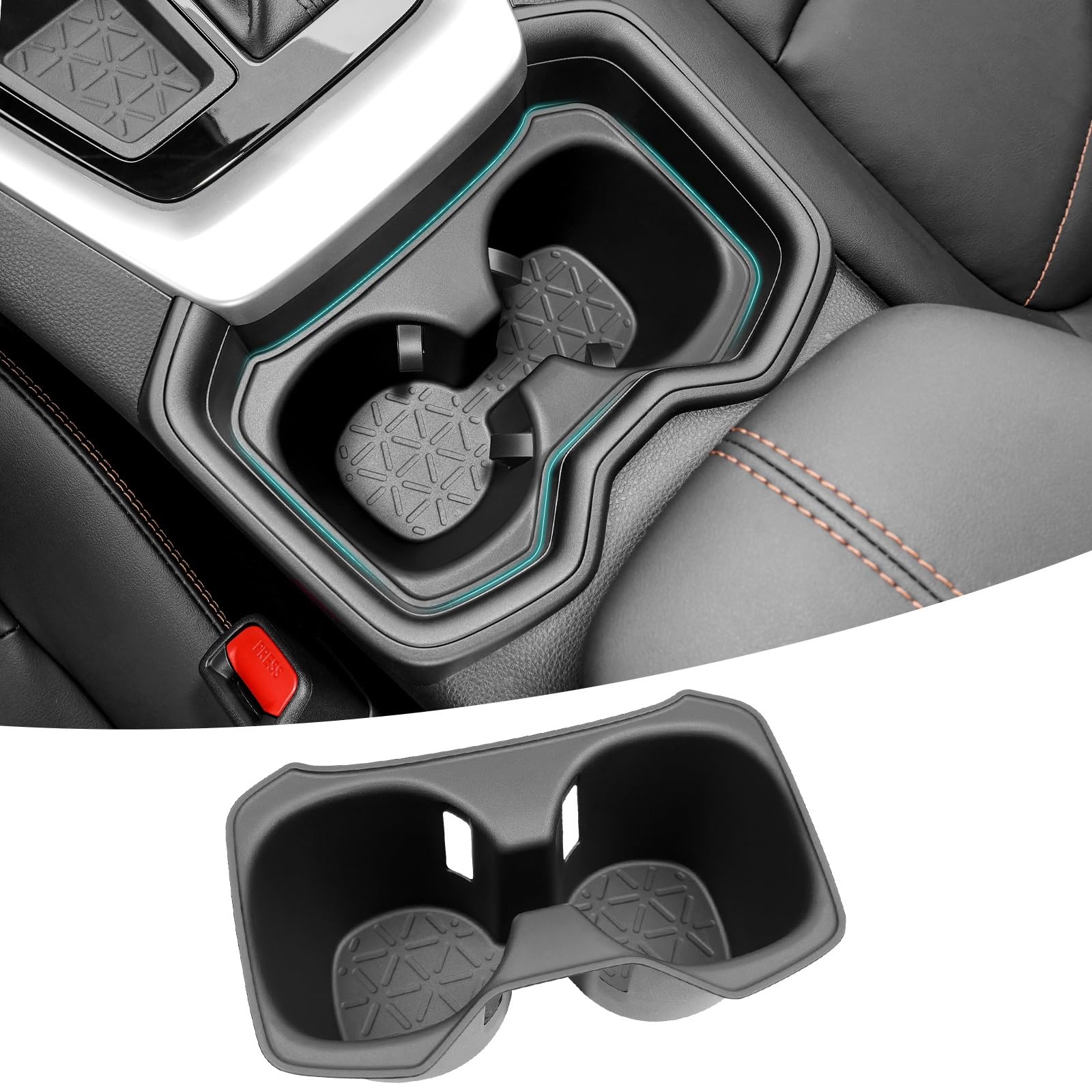 Photo 1 of OUSUWO Cup Holder Organizer Compatible with 2019 2020 2021 Toyota RAV4 Accessories, Noise-Free Water & Dust Proof TPE Insert Center Console Drink Holder Protector for 2019-2021 RAV 4 Accessories