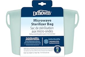 Dr. Brown’s 100% Silicone Microwave Steam Sterilizer Bag for Baby Bottles, Breast Pump Parts & Other Toddler Accessories, Reu
