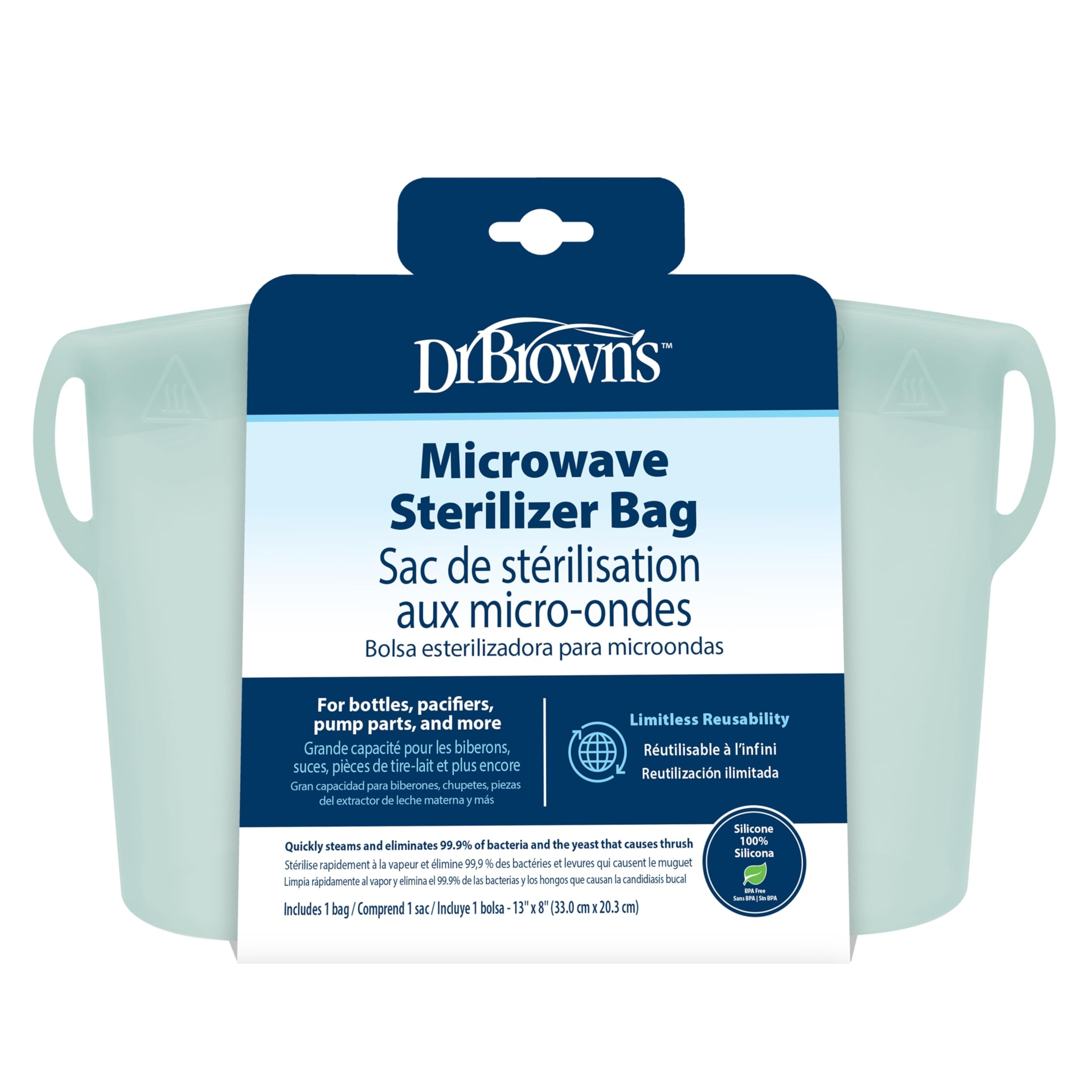 Photo 1 of Dr. Brown's Microwave Steam Sterilizer Bag for Baby Bottles, Breast Pump Parts & Other Toddler Accessories, 100% Silicone, Reusable Sterilizing Bag