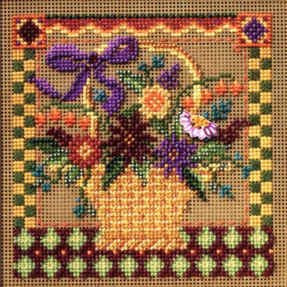 MultiColour PB104 Linen Rose Band Cushion Counted Cross Stitch Kit