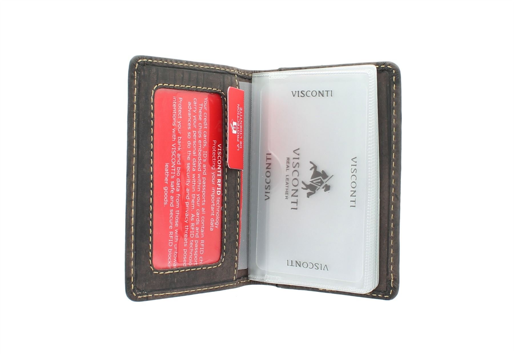 VISCONTI Slim Collection Laser Leather Card Holder with RFID Protection VSL24 Oil Brown