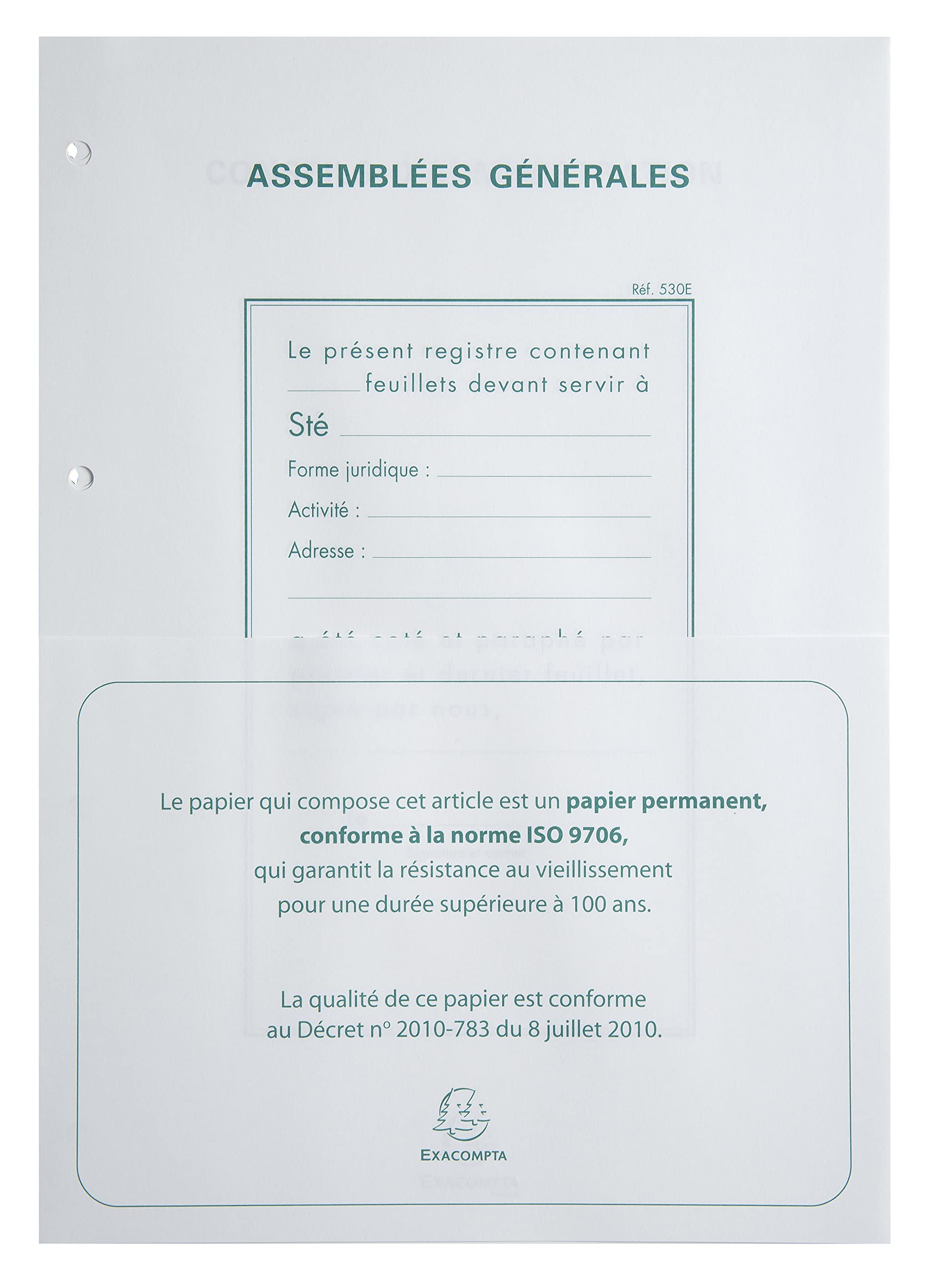 Exacompta - Ref 5419E - General Meetings Binder Refill Pad - 210 x 297mm in Size, Perforated Refill Pad with 100 Numbered Sheets, 110gsm Paper - French Text