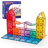 Ryoichi Magnetic Tile,32-Pack Square Magnetic Tiles Refill | 2.95in STEM Building Blocks for Kids, Expandable Educational Construction Toy Set