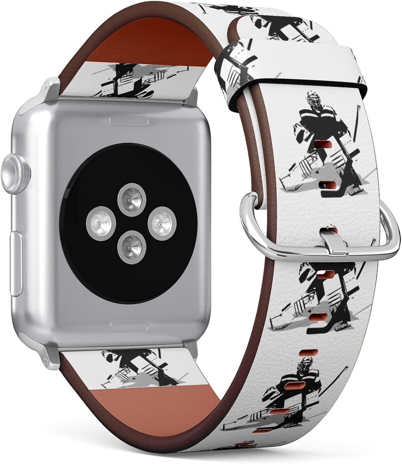 (Ice Hockey Goalie) Patterned Leather Wristband Strap for