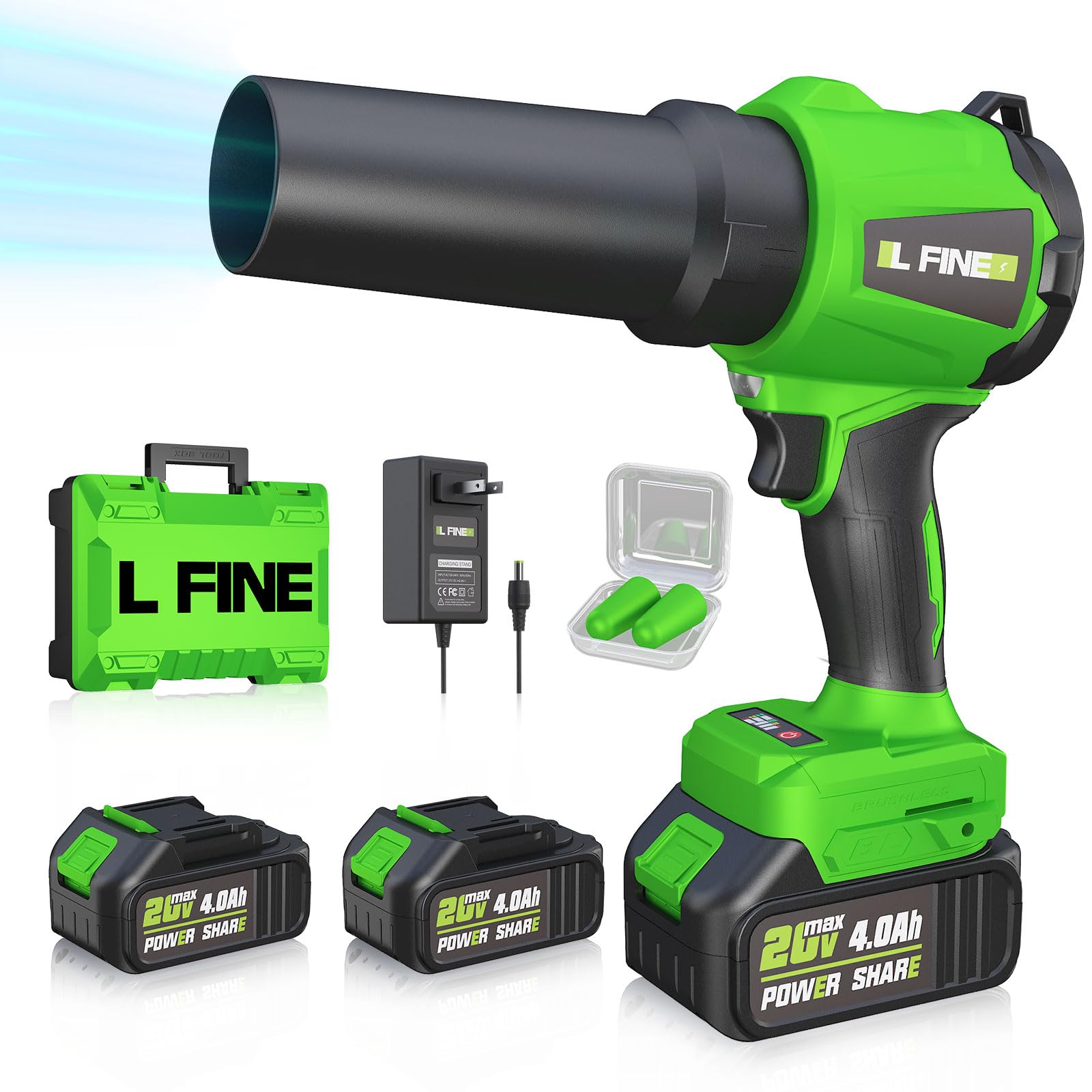 Photo 1 of Leaf Blower Cordless - Lightweight Electric Handheld Blower with Battery and Charger, 3 Speed Mode, Blowers for Lawn Care, Patio Cleaning, Dust Cleaner (Dark Green)