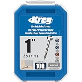 Kreg Zinc Pocket-Hole Screws, Pocket Hole Screws, 100 Count, 1-Inch | Zinc Pocket-hole Screws, Coarse Thread, Pan Head for Strong Indoor Woodworking Joints