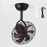 LEDIARY Wall Mount Fan with Remote 10 Inch Small Ceiling Fans with Plug in Cord, 6 Speed, Adjustable Tilt, Wall Mounted Fan I