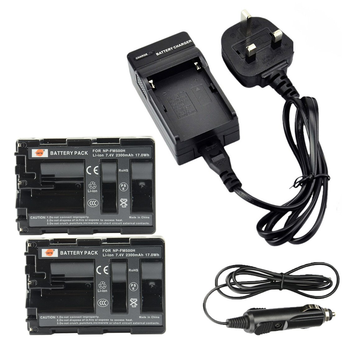 DSTE 2pcs NP-FM500H Li-ion Battery + Charger DC01 Compatible with Sony BC-VM10,Alpha SLT-A57,A65,A77V,A99,CLM-V55,DSLR-A100,A200,A300,A350,A450,A500,A550,A560,A580,A700,A850,A900 Digital Cameras