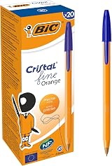 BIC Orange Fine Ballpoint Pens 0.8 mm Blue Ink Box of 20